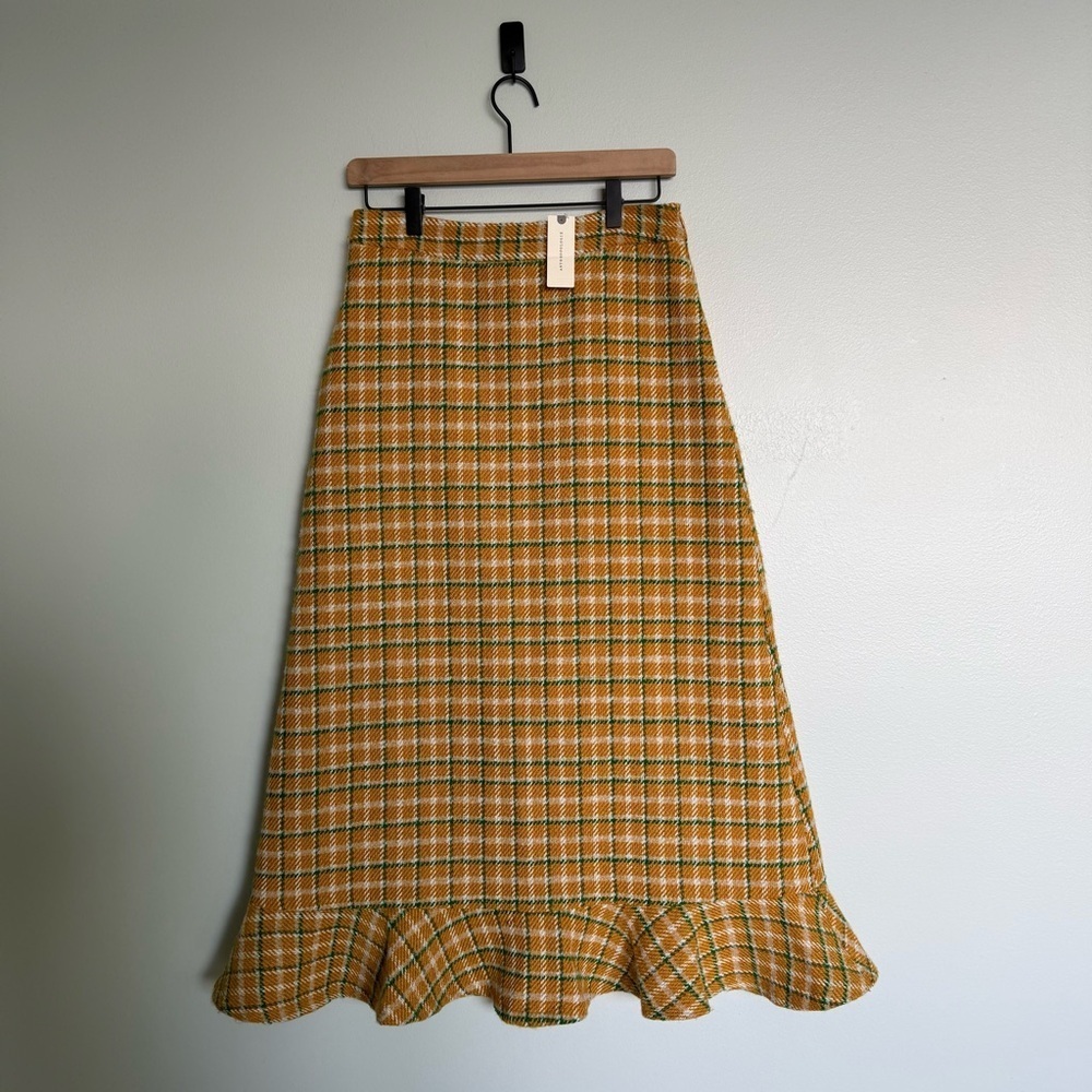 Anthropologie English Factory Yellow Plaid Skirt - Picture 4 of 9